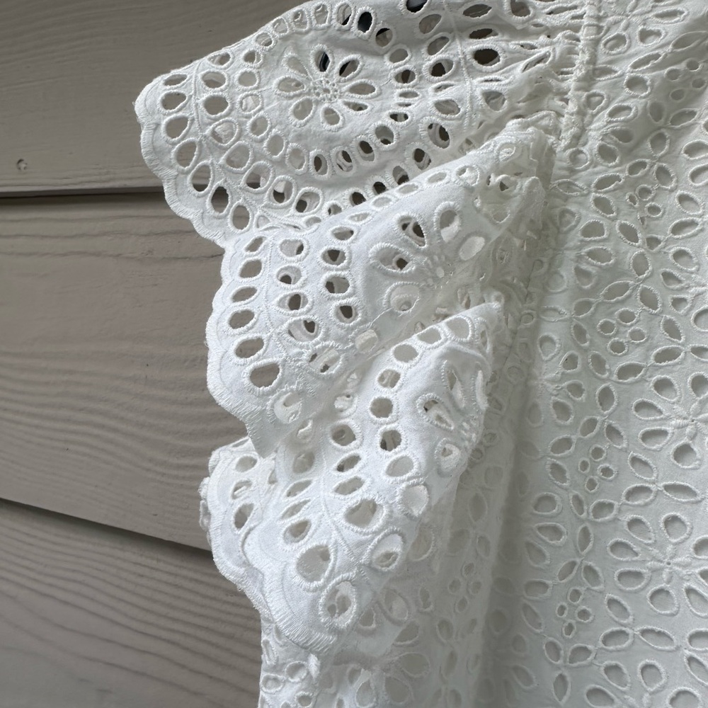 Ulla Johnson Norah Eyelet Mini Dress in White Short Sleeve Ruffle - Picture 7 of 11